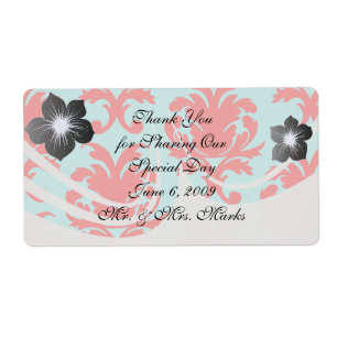 Etiqueta damasco formal rojo y aqua