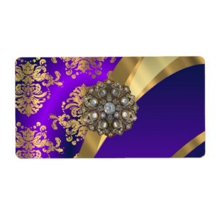 Etiqueta Damasco morado y dorado