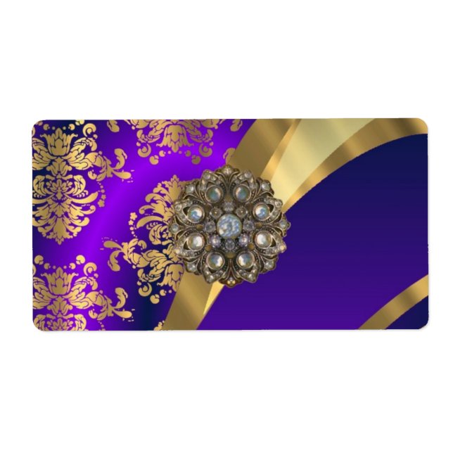 Etiqueta Damasco morado y dorado (Frente)