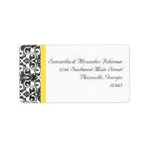 Damasco negro/blanco con amarillo vibrante