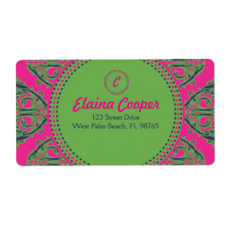 Etiqueta Damasco rosado de Preppy