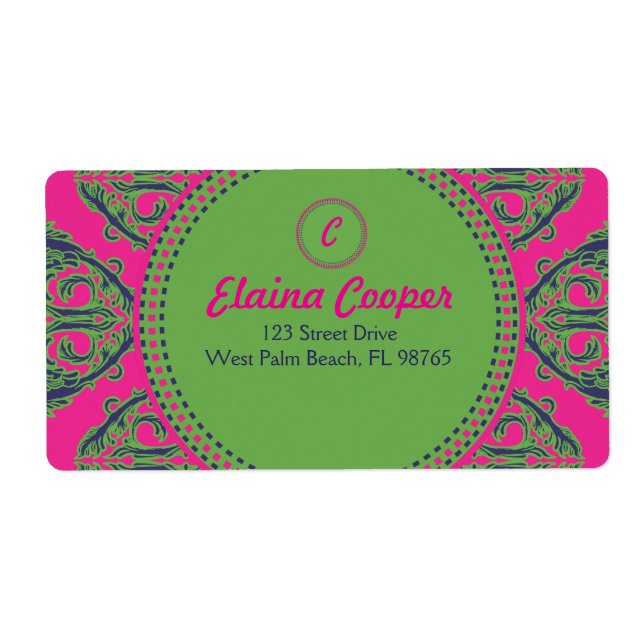 Etiqueta Damasco rosado de Preppy (Frente)