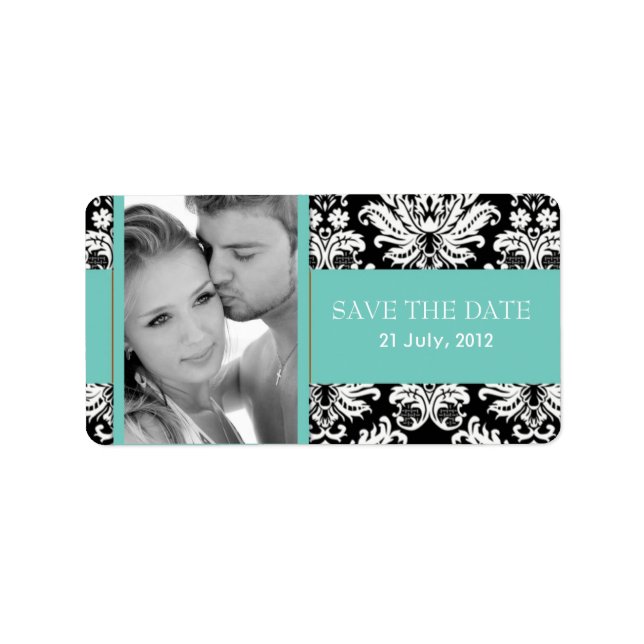 Etiqueta Damask Photo Save The Date Labels (Frente)