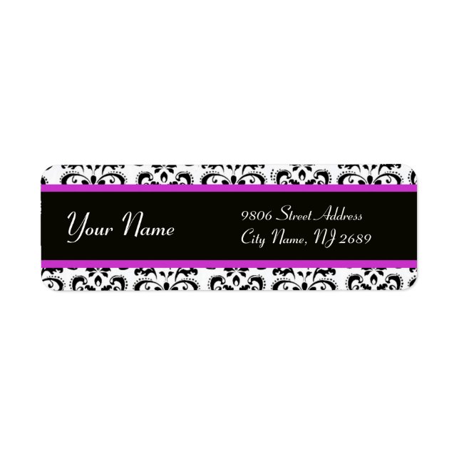 ETIQUETA DAMASK PURPLE BLANCO NEGRO (Frente)