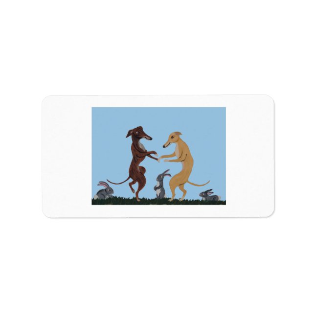 Etiqueta Dancing Greyhounds & Bunny Friends Invitation (Frente)