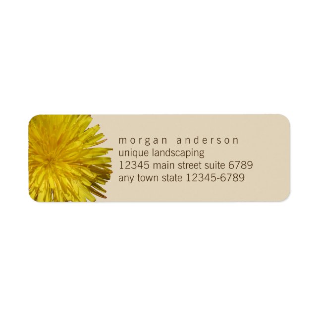 Etiqueta Dandelion 1 | Yellow Floral Garden Fun Business (Frente)