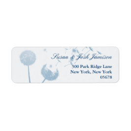 Etiqueta Dandelion desea Boda en Verde azulado suave, etiqu
