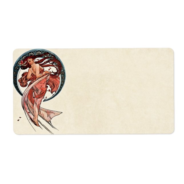 Etiqueta Danza de Alfons Mucha 1898 (Frente)