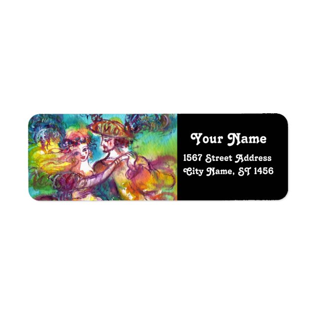 Etiqueta DANZA DE CARNAVAL Bailarinas venecianas de baile d (Frente)