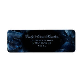 Etiqueta Dark Blue Boho Witch Crystals Black Return Address
