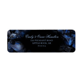 Etiqueta Dark Blue Boho Witch Crystals Black Return Address