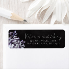 Etiqueta Dark Floral Moody Boda gótico Dirección de devoluc