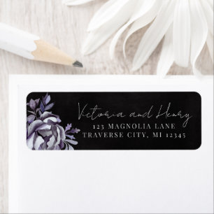 Etiqueta Dark Floral Moody Boda gótico Dirección de devoluc