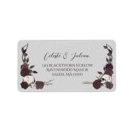 Etiqueta Dark Floral Skull Gothic Wedding Return Address