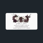 Etiqueta Dark Floral Skull White Wedding Return Address<br><div class="desc">This Dark Floral Skull White Wedding Return Address Label features hand-drawn skulls and romantic roses in rich burgundy and mauve tones, against a clean white background. Perfect for gothic weddings, dark romantic themes, Halloween weddings, and alternative bridal celebrations. Personalize with your names and address for a dramatic, cohesive finishing touch...</div>