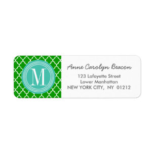 Etiqueta Dark Green Moroccan Tiles Lattice Personalizado