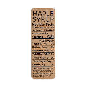 Etiqueta Dark Kraft Return Address Maple Syrup Nutrition