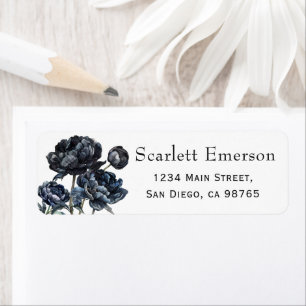 Etiqueta Dark Moody Blue Floral Bridal Shower Dirección