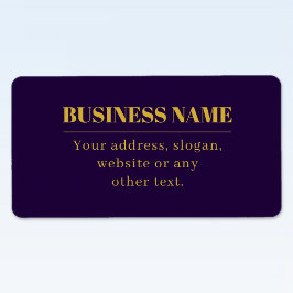 Etiqueta Dark Purple & Gold Business Name o Greet