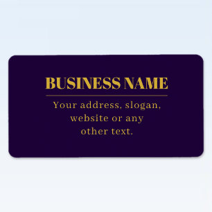 Etiqueta Dark Purple & Gold Business Name o Greet
