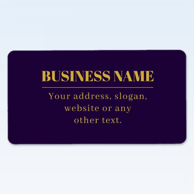 Etiqueta Dark Purple & Gold Business Name o Greet (Subido por el creador)