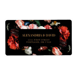 Etiqueta Dark Red and Black Floral Return Address Labels