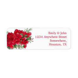 Etiqueta Dark Red Roses Wedding Name Return Address