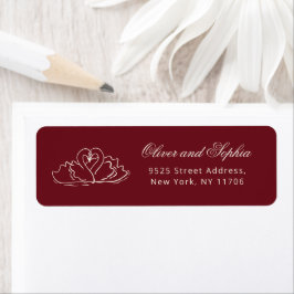 Etiqueta Dark Red Swans Old Money Wedding Return Address