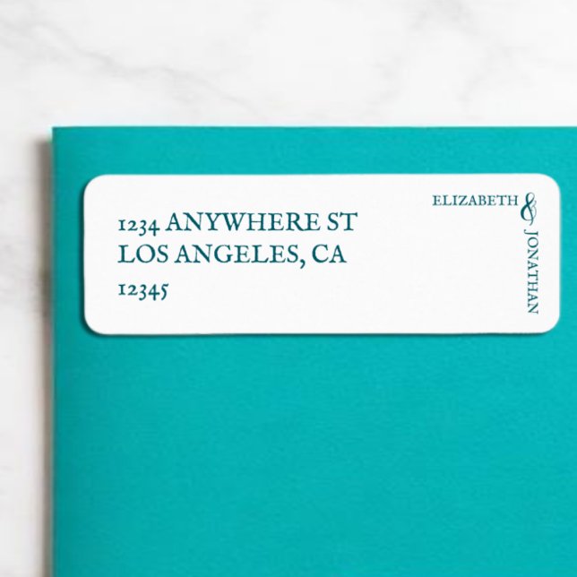 Etiqueta Dark Teal Modern Typography Wedding (Subido por el creador)