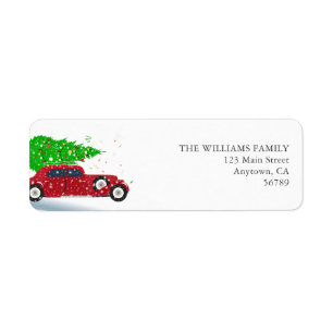 Etiqueta Dashing Through The Snow Vintage Car Navidad