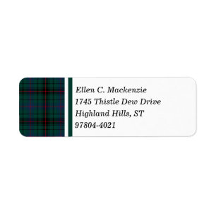 Etiqueta Davidson Clan Dark Green Scottish Tartan