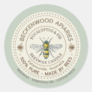 Etiqueta de abeja amarilla Beekeeper Apiary Sage B