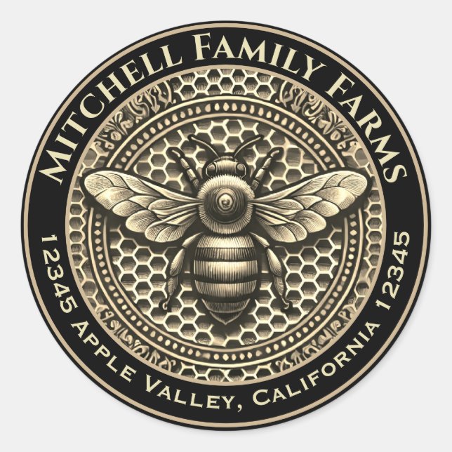 Etiqueta de abeja de miel (Anverso)
