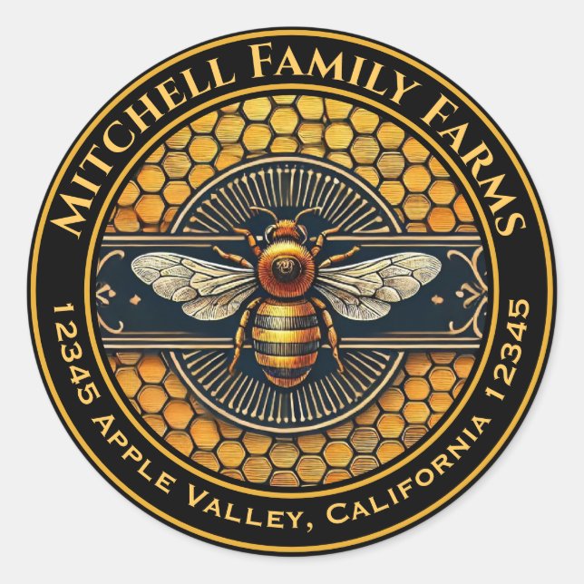 Etiqueta de abeja de miel (Anverso)