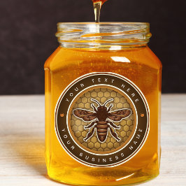 Etiqueta de abeja de miel de abeja marrón vintage 