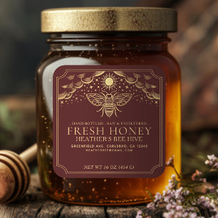 Etiqueta de abeja de miel editable Witchy Tarot Ho