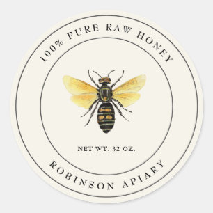 Etiqueta de abeja de miel vintage