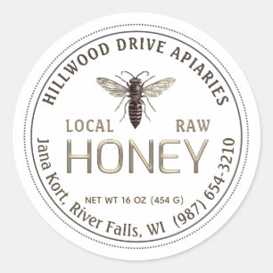 Etiqueta De Abeja Editable Honey Jar Raw Local