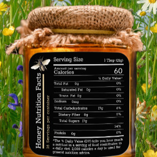 Etiqueta de abeja negra para datos de nutrición de