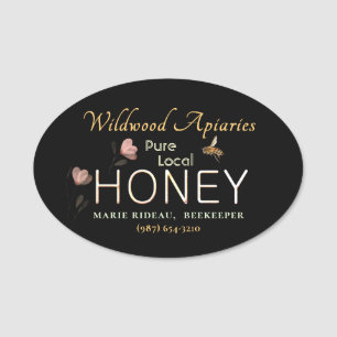 Etiqueta de abejorro de flores silvestres y abejas