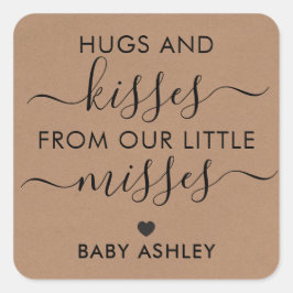 Etiqueta de abrazos y besos de Baby Shower, niña b