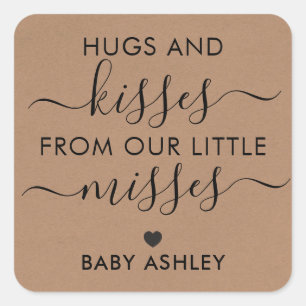 Etiqueta de abrazos y besos de Baby Shower, niña b
