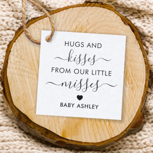 Etiqueta de abrazos y besos de Baby Shower, niña b