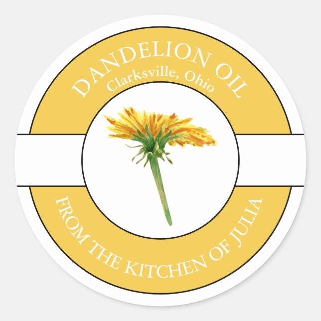 Etiqueta de aceite de Dandelion (Anverso)