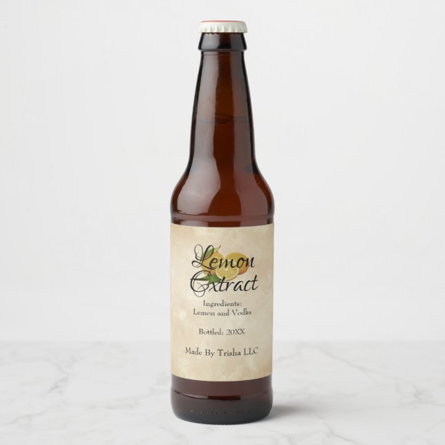 Etiqueta de aceite de extracto de limón personaliz (Anverso)