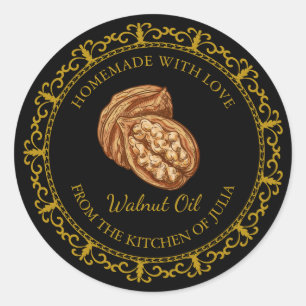 Etiqueta de aceite de nuez de nogal casero vintage