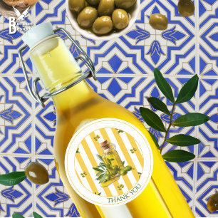 Etiqueta de aceite de oliva casero con franja amar