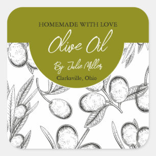 Etiqueta de aceite de oliva casero negro y blanco