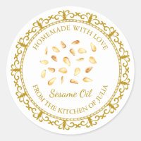 Etiqueta de aceite de sésamo casero vintage l blan