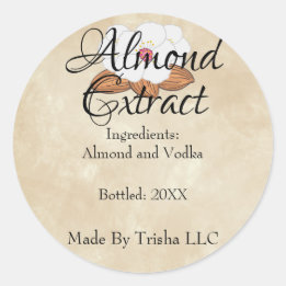 Etiqueta de aceite del extracto de almendra del pe